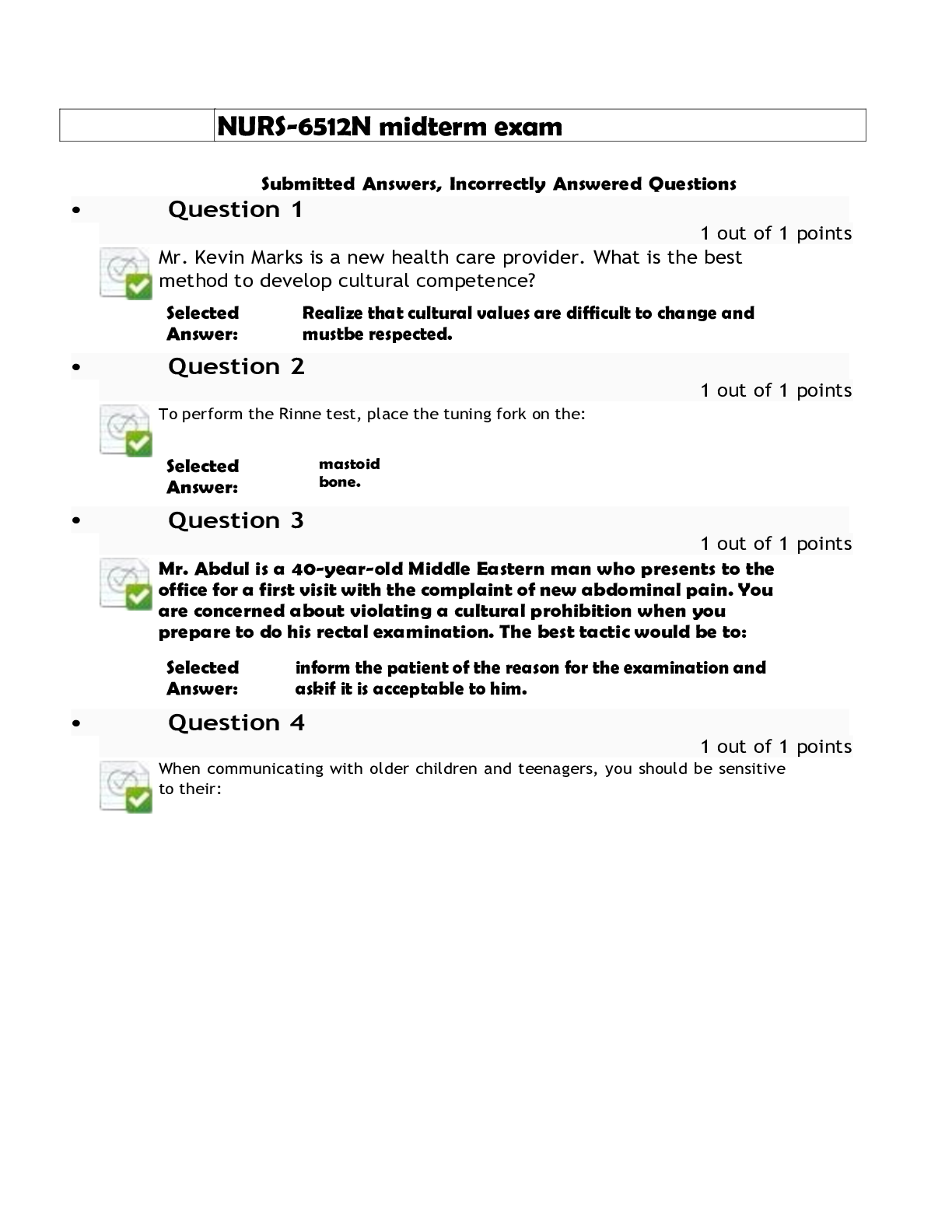 Preview image for NURS-6512N midterm exam